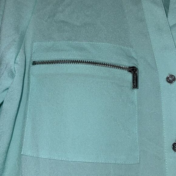 Calvin Klein Womens Long Sleeve Aqua Blouse Size S Polyester - Picture 3 of 10